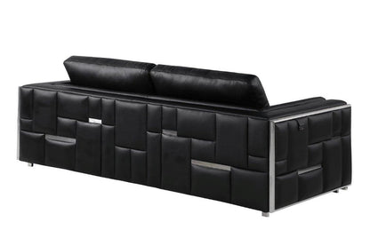 Black Top Grain Leather Five Person Seating Set HomeRoots