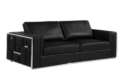 Black Top Grain Leather Five Person Seating Set HomeRoots