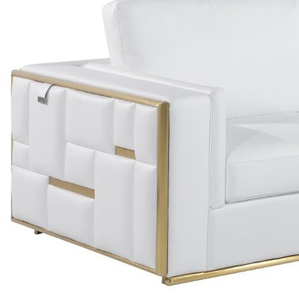 White Top Grain Leather Five Person Seating Set HomeRoots
