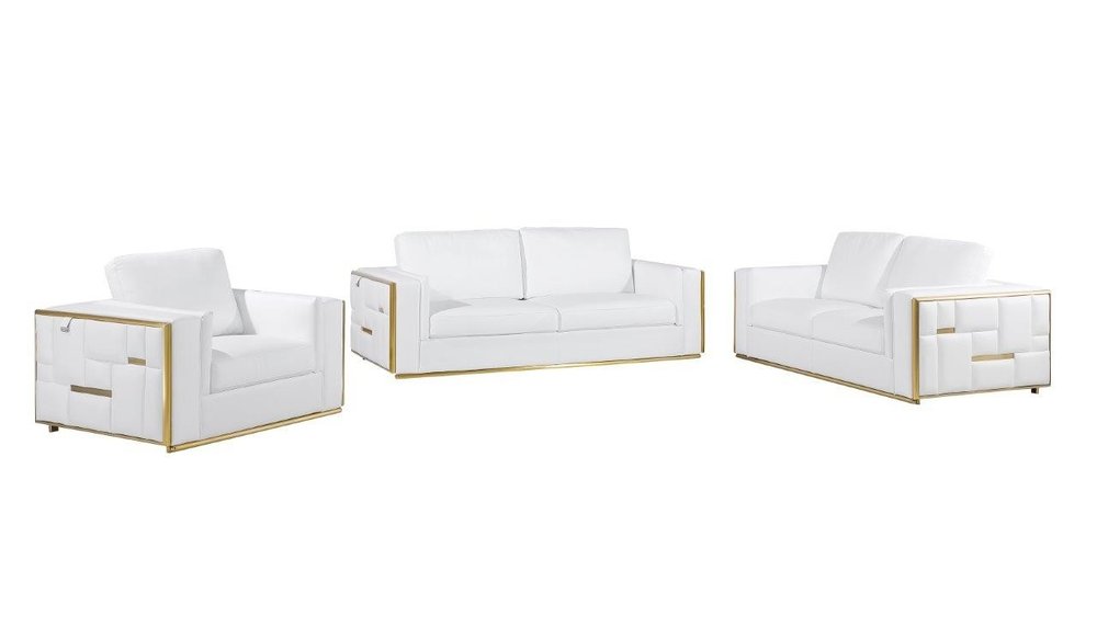 White Top Grain Leather Five Person Seating Set HomeRoots