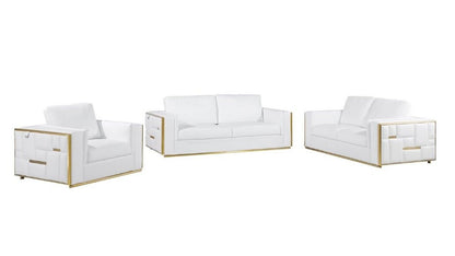 White Top Grain Leather Five Person Seating Set HomeRoots