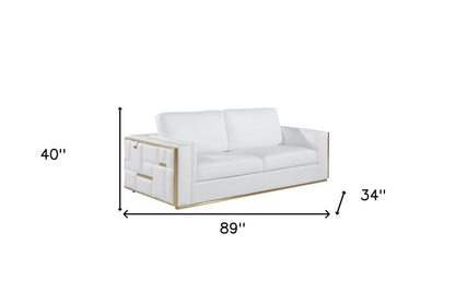 White Top Grain Leather Five Person Seating Set HomeRoots