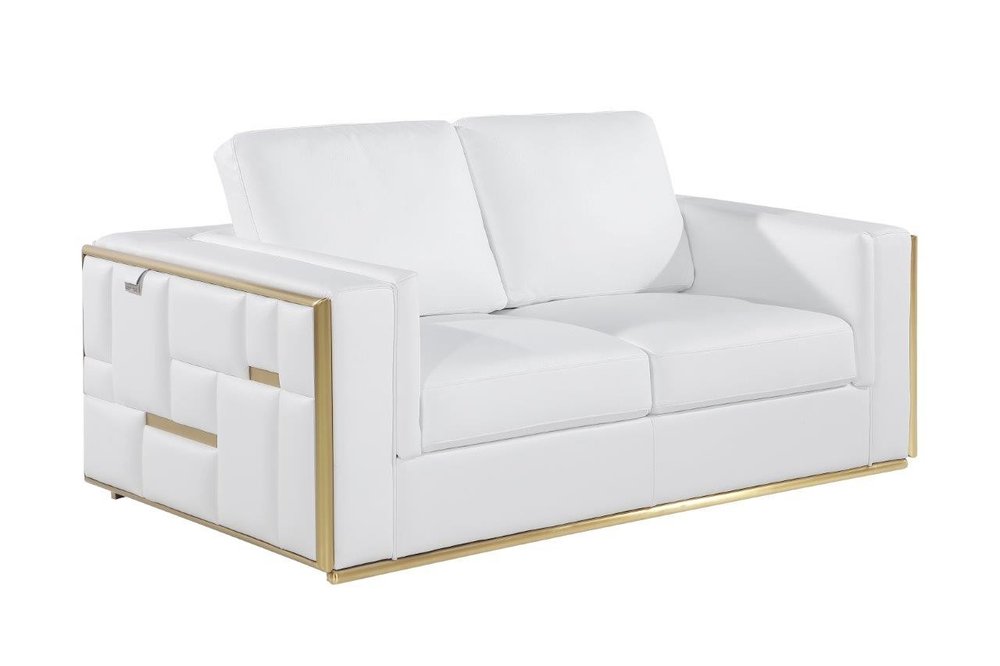 White Top Grain Leather Five Person Seating Set HomeRoots