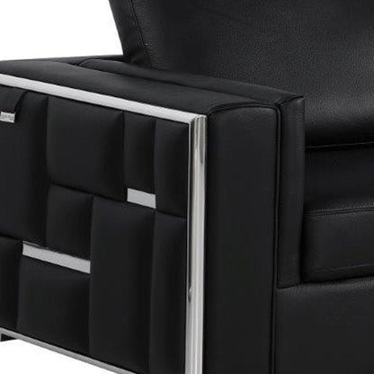Two Piece Indoor Black Italian Leather Four Person Seating Set HomeRoots
