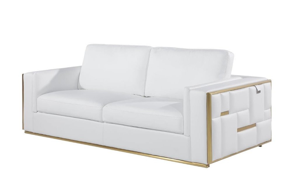 Two Piece White Italian Leather Five Person Seating Set HomeRoots