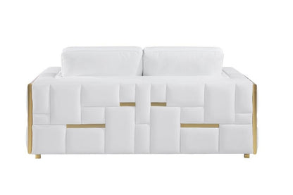 Two Piece White Italian Leather Five Person Seating Set HomeRoots