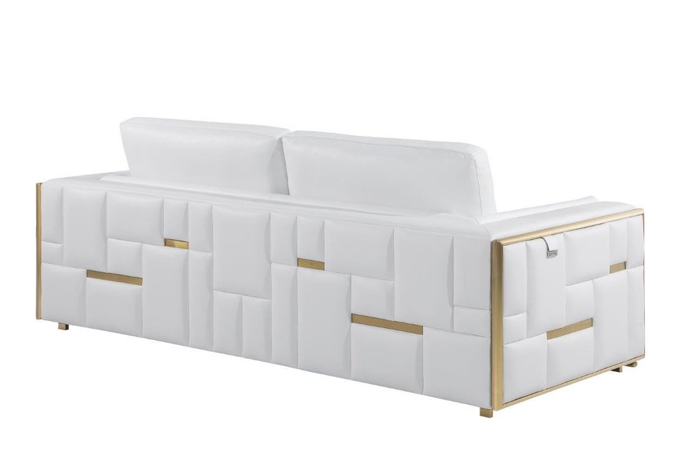 Two Piece White Italian Leather Five Person Seating Set HomeRoots
