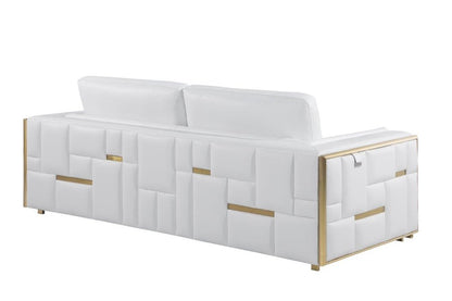 Two Piece White Italian Leather Five Person Seating Set HomeRoots