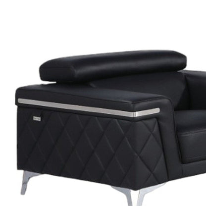 Three Piece Black Italian Leather Five Person Seating Set HomeRoots