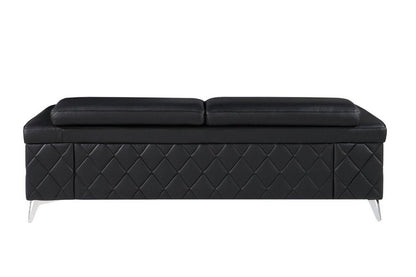 Three Piece Black Italian Leather Five Person Seating Set HomeRoots