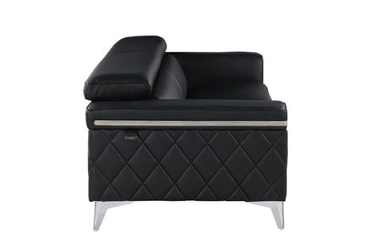 Three Piece Black Italian Leather Five Person Seating Set HomeRoots