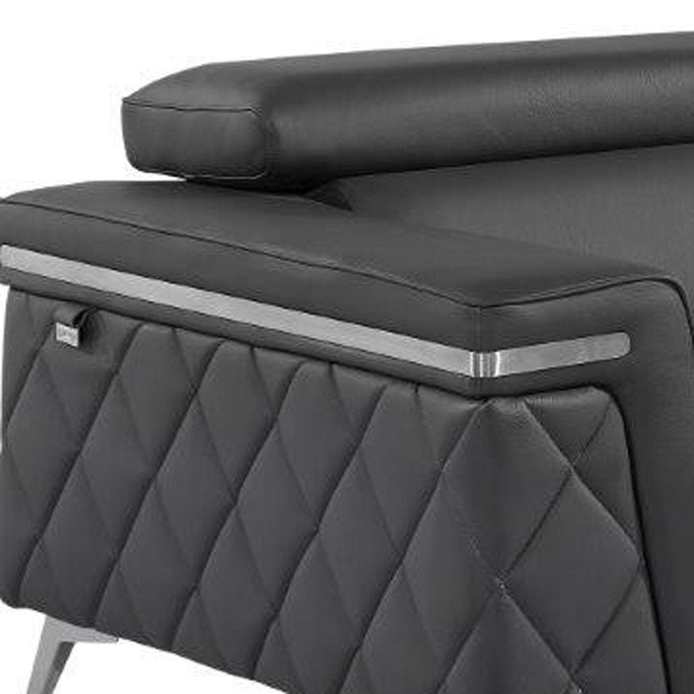Three Piece Gray Top Grain Leather Five Person Seating Set HomeRoots