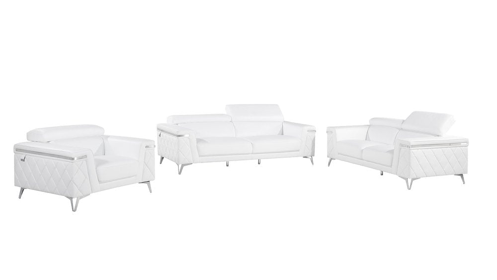 White Top Grain Leather Five Person Seating Set HomeRoots