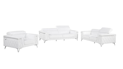 White Top Grain Leather Five Person Seating Set HomeRoots