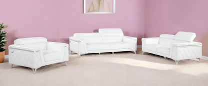 White Top Grain Leather Five Person Seating Set HomeRoots
