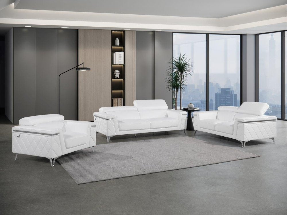 White Top Grain Leather Five Person Seating Set HomeRoots
