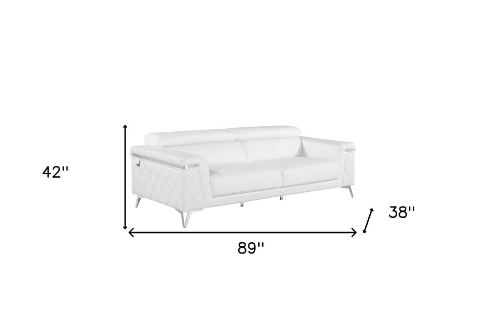 White Top Grain Leather Five Person Seating Set HomeRoots