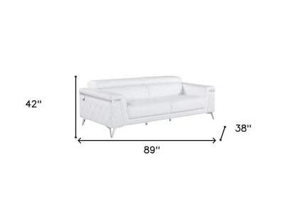 White Top Grain Leather Five Person Seating Set HomeRoots