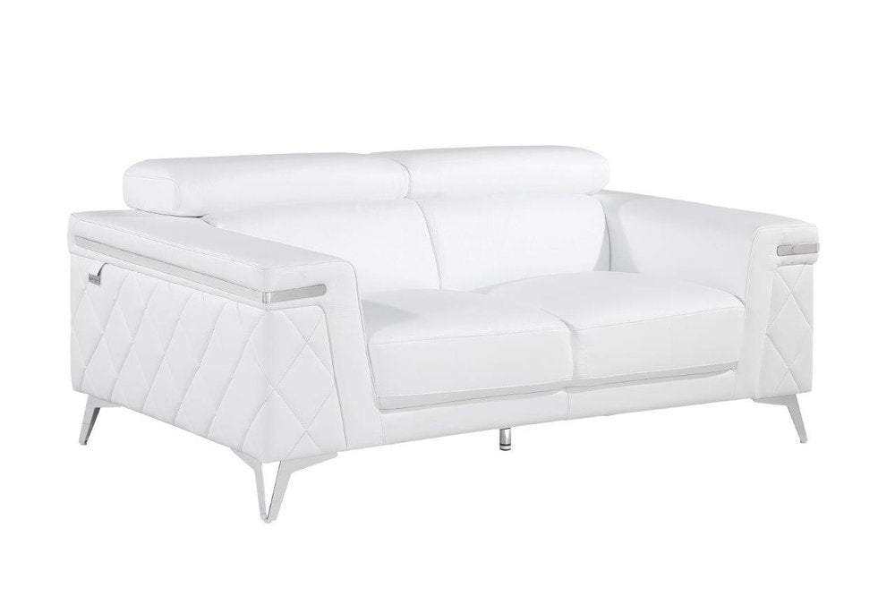 White Top Grain Leather Five Person Seating Set HomeRoots