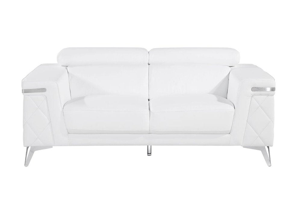 White Top Grain Leather Five Person Seating Set HomeRoots