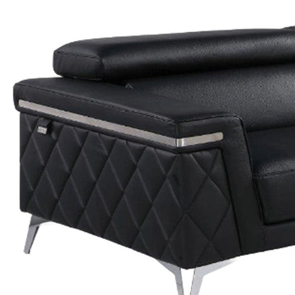 Two Piece Black Italian Leather Four Person Seating Set HomeRoots