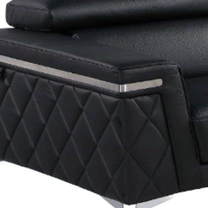 Two Piece Black Italian Leather Four Person Seating Set - FurniFindUSA