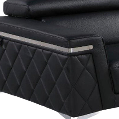 Two Piece Black Italian Leather Four Person Seating Set HomeRoots