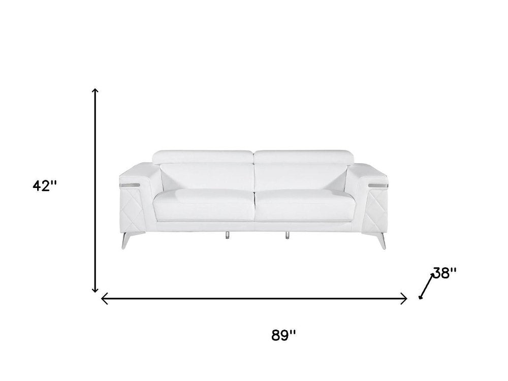 Two Piece Indoor White Italian Leather Five Person Seating Set HomeRoots