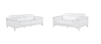 Two Piece Indoor White Italian Leather Five Person Seating Set HomeRoots