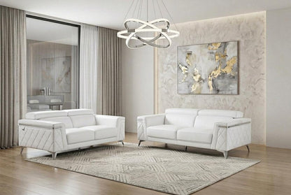 Two Piece Indoor White Italian Leather Five Person Seating Set HomeRoots