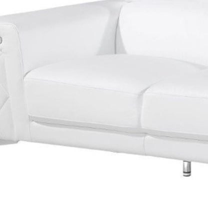 Two Piece Indoor White Italian Leather Five Person Seating Set