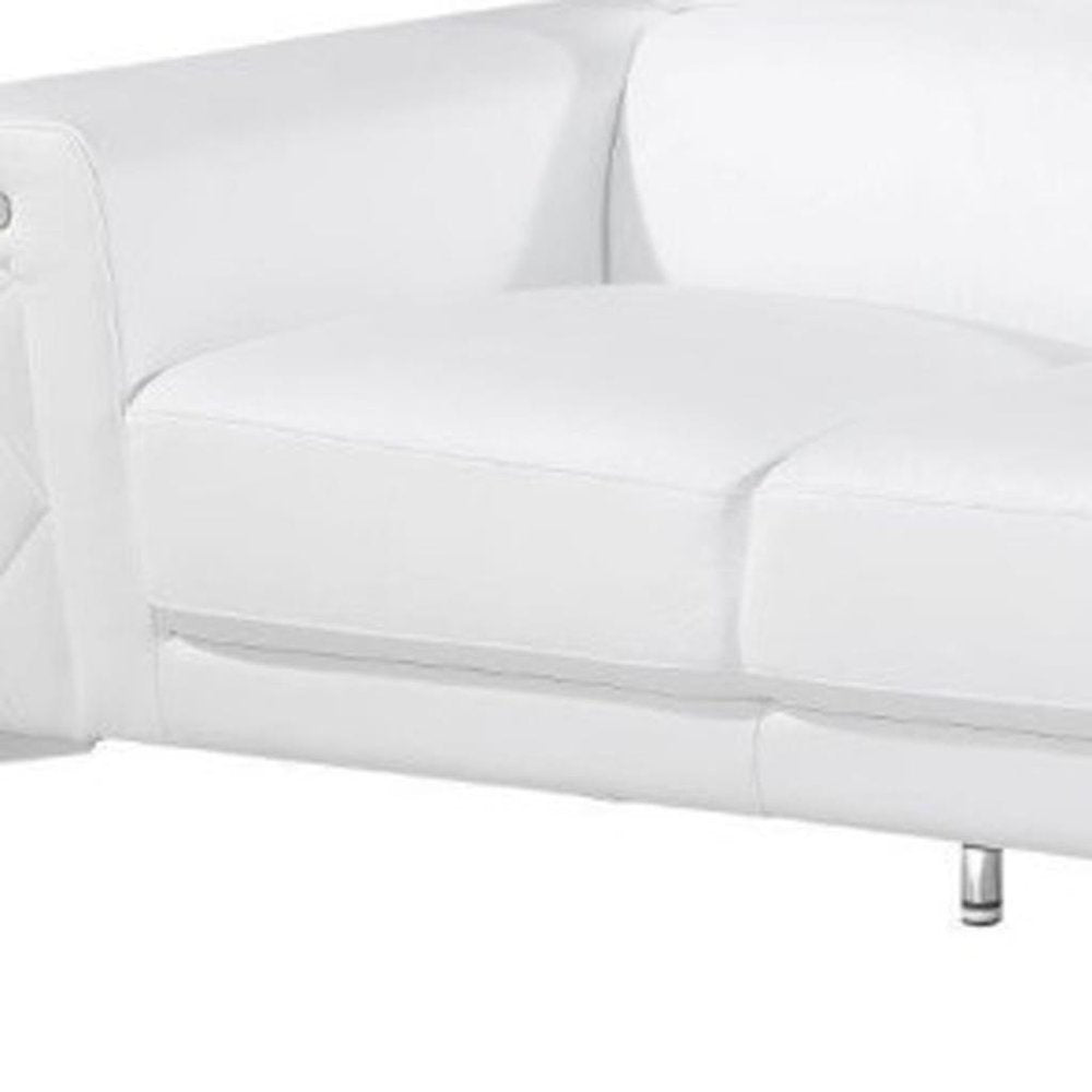 Two Piece Indoor White Italian Leather Five Person Seating Set HomeRoots