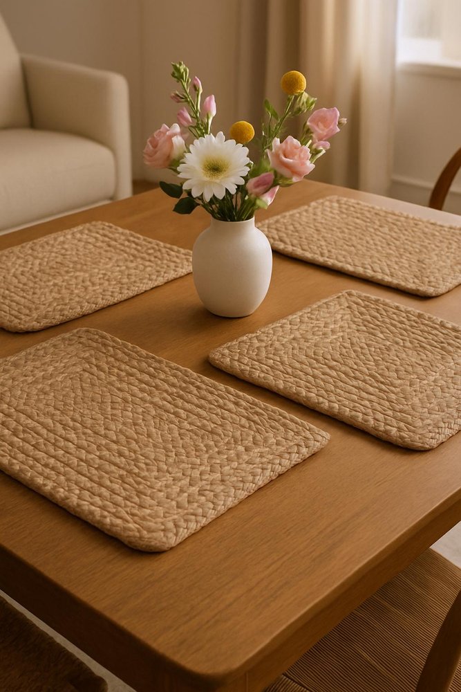 19" Set of Four Natural Jute Placemats HomeRoots