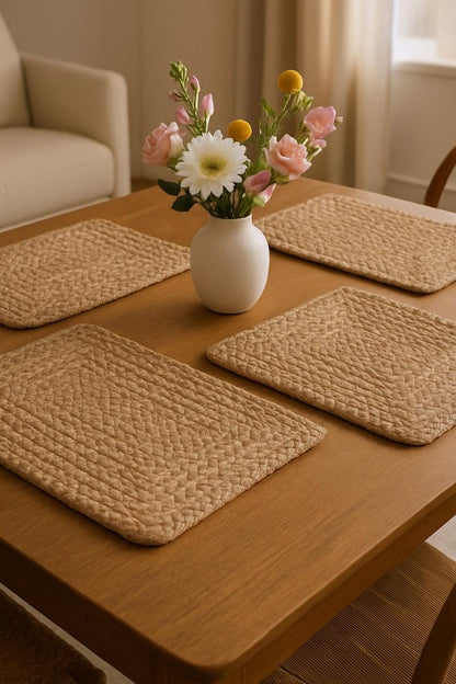 19" Set of Four Natural Jute Placemats HomeRoots