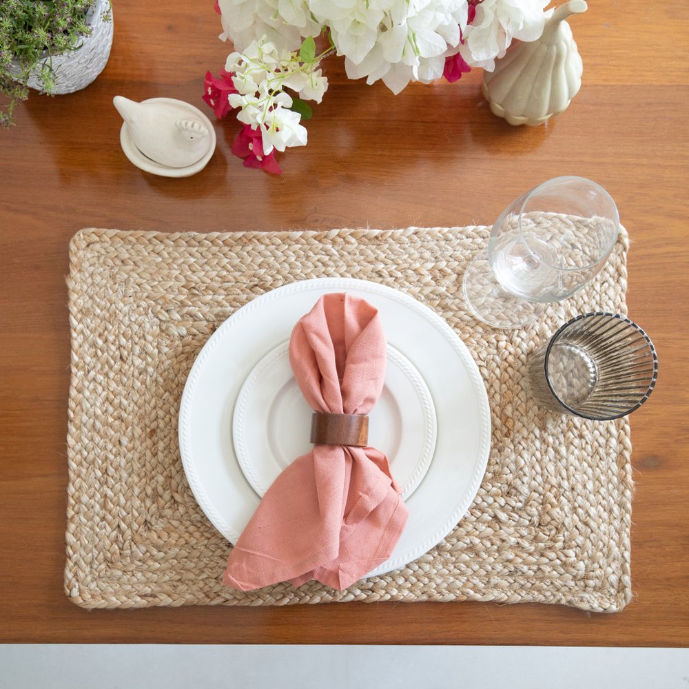 19" Set of Four Natural Jute Placemats HomeRoots