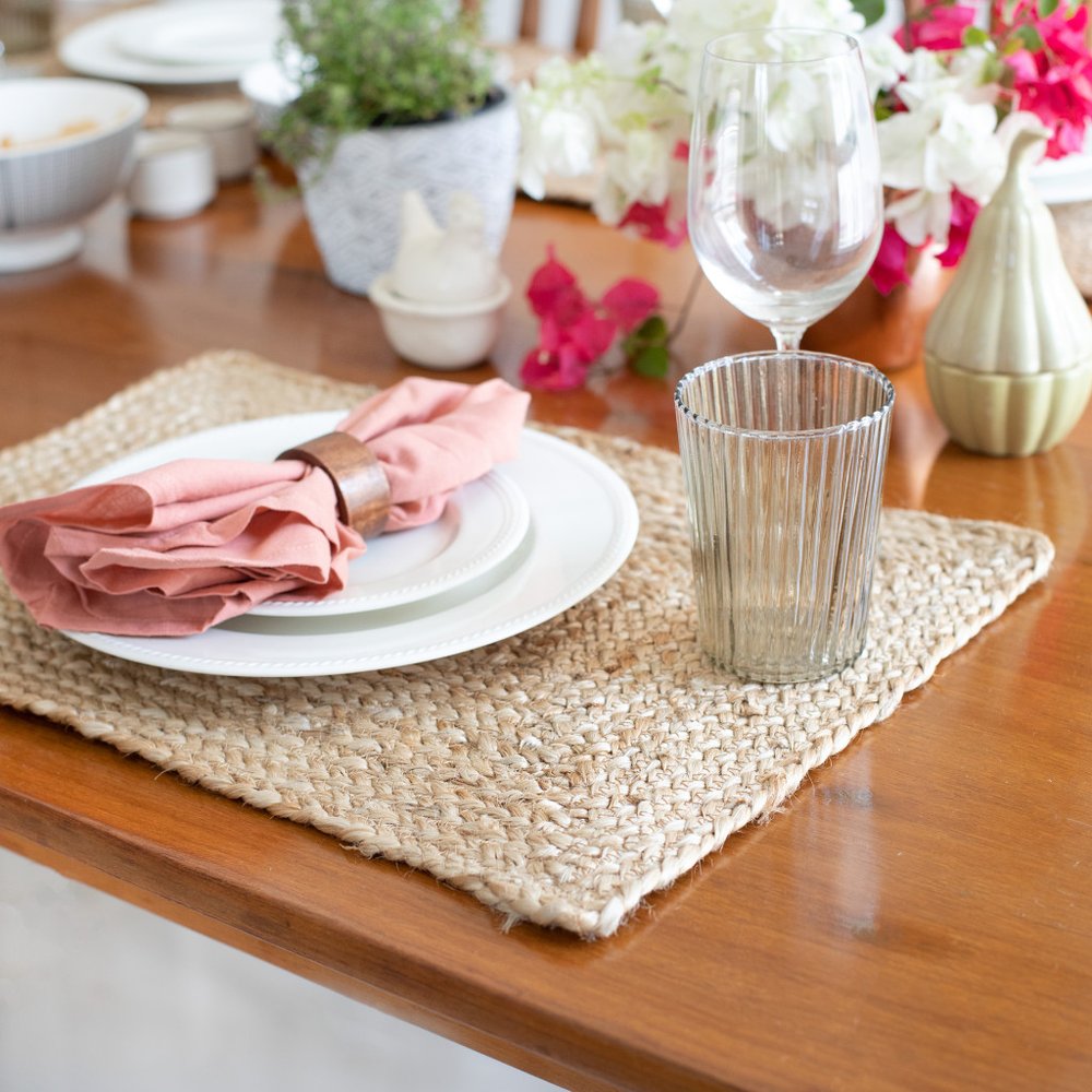 19" Set of Four Natural Jute Placemats HomeRoots