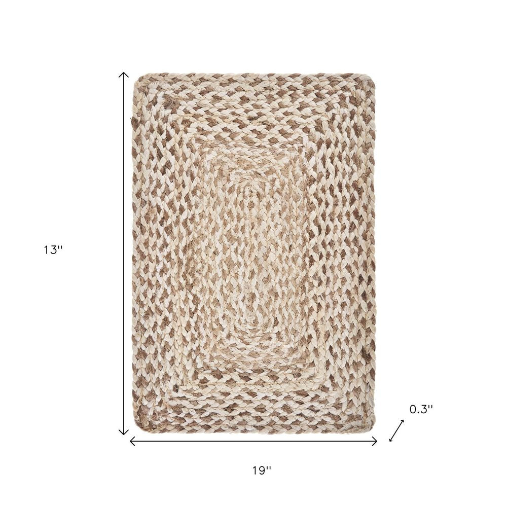 19" Set of Four Ivory And Natural Jute Placemats HomeRoots