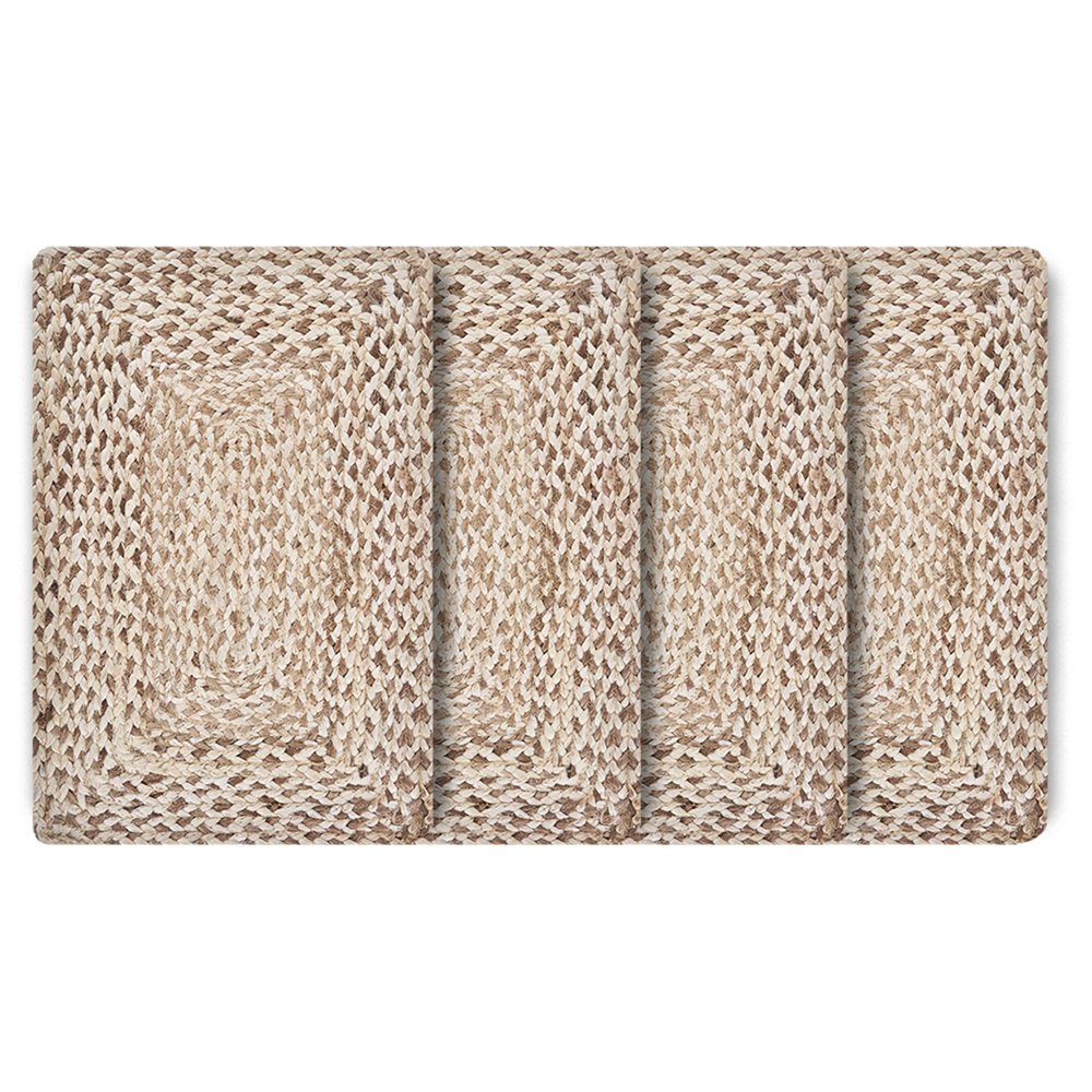 19" Set of Four Ivory And Natural Jute Placemats HomeRoots