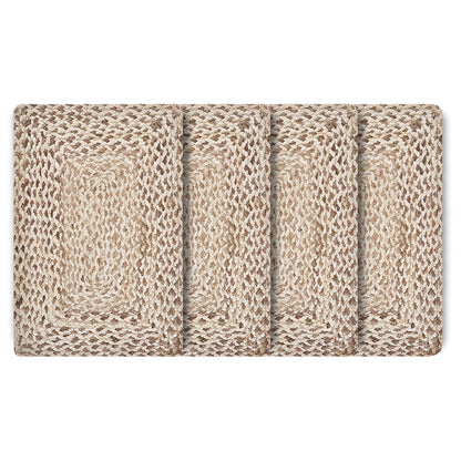 19" Set of Four Ivory And Natural Jute Placemats HomeRoots