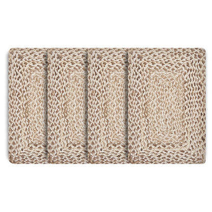 19" Set of Four Ivory And Natural Jute Placemats HomeRoots