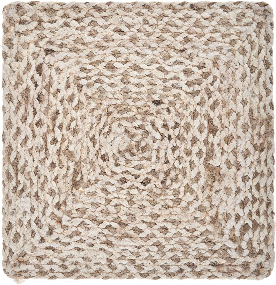 15" Set of Four Ivory And Natural Jute Square Placemats HomeRoots