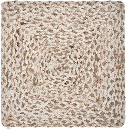 15" Set of Four Ivory And Natural Jute Square Placemats HomeRoots