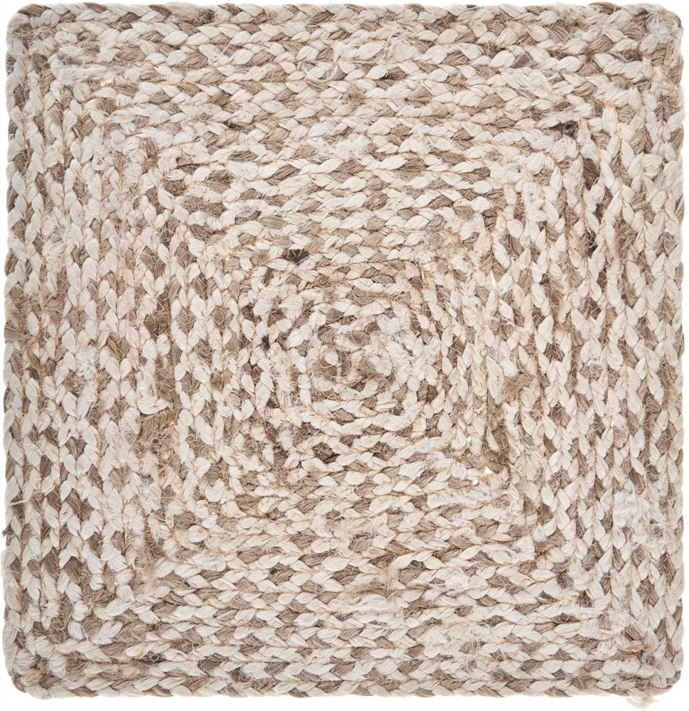 15" Set of Four Ivory And Natural Jute Square Placemats HomeRoots
