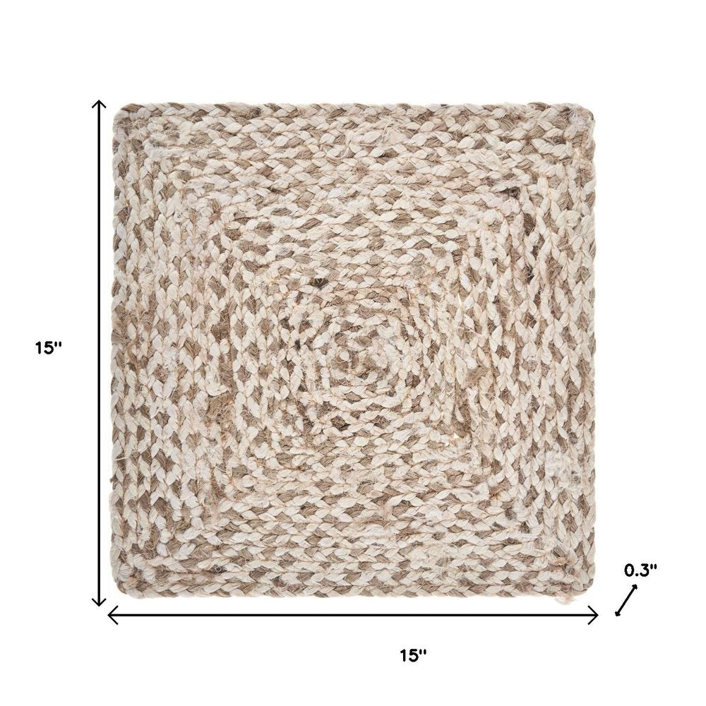 15" Set of Four Ivory And Natural Jute Square Placemats HomeRoots