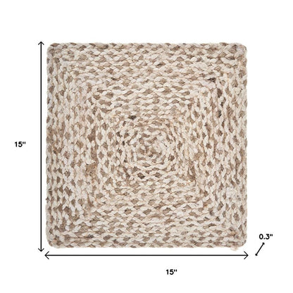 15" Set of Four Ivory And Natural Jute Square Placemats HomeRoots