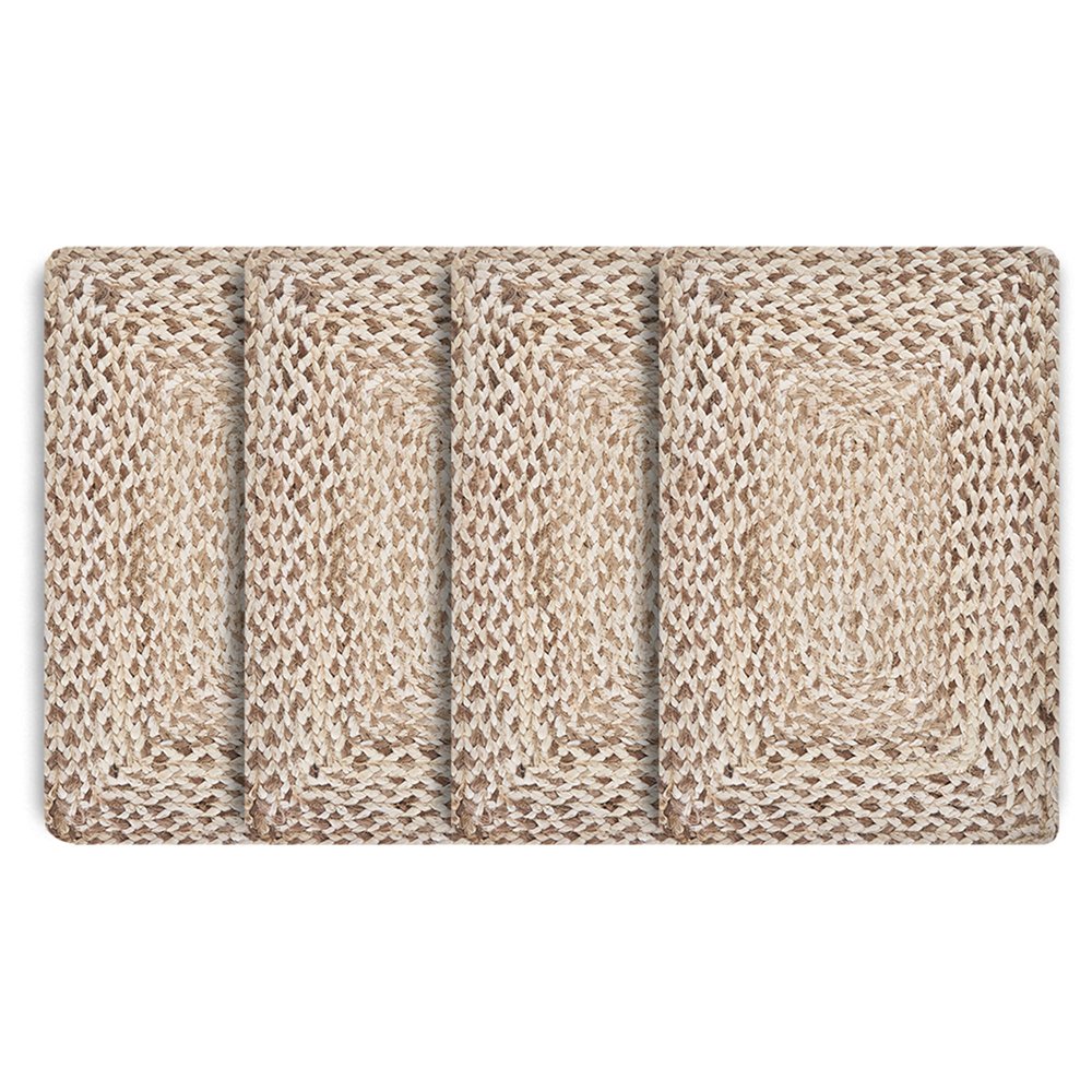 15" Set of Four Ivory And Natural Jute Square Placemats HomeRoots
