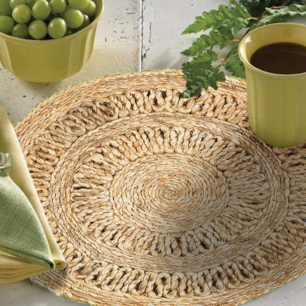 15" Set of Two Natural Braided Jute Round Placemats HomeRoots