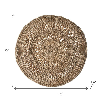 15" Set of Two Natural Braided Jute Round Placemats HomeRoots