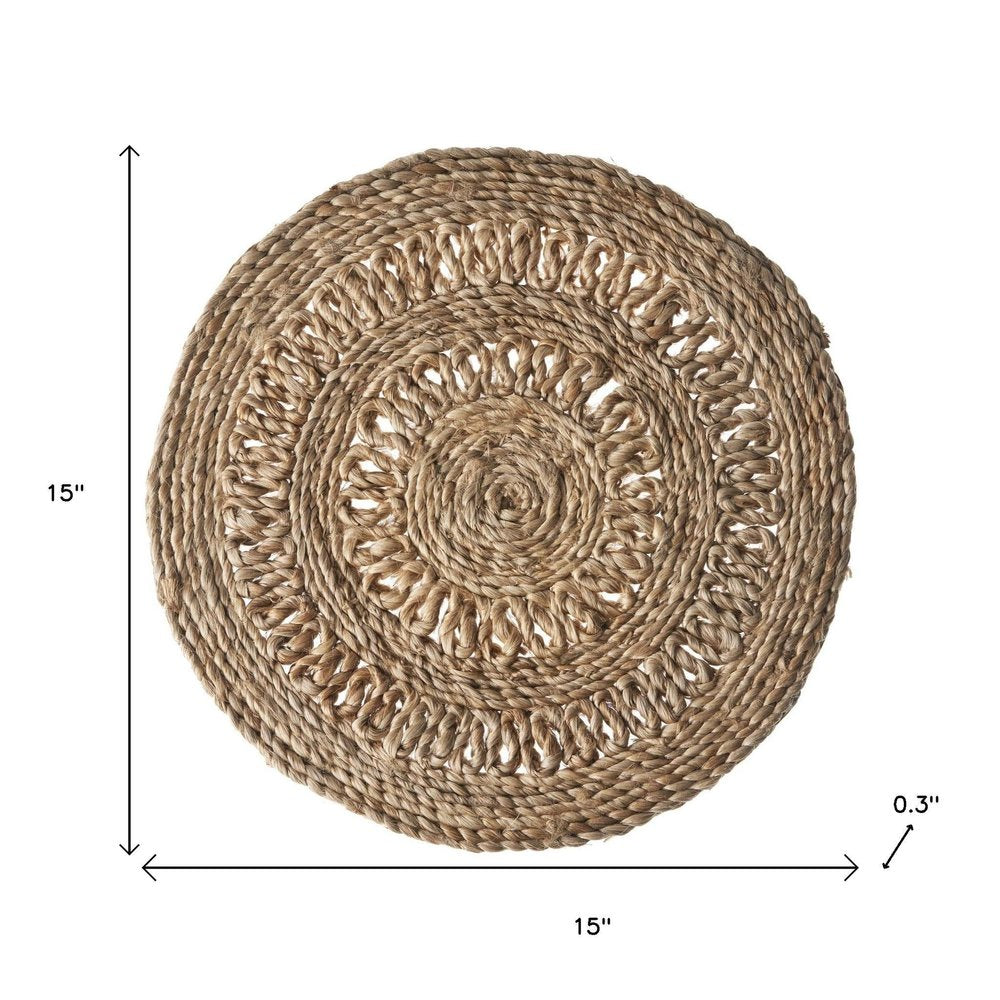 15" Set of Two Natural Braided Jute Round Placemats HomeRoots