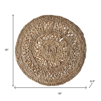 15" Set of Two Natural Braided Jute Round Placemats HomeRoots
